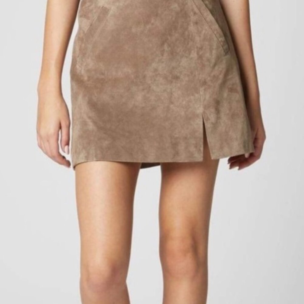 Blank NYC Real Suede mini skirt with slit, size 27, taupe